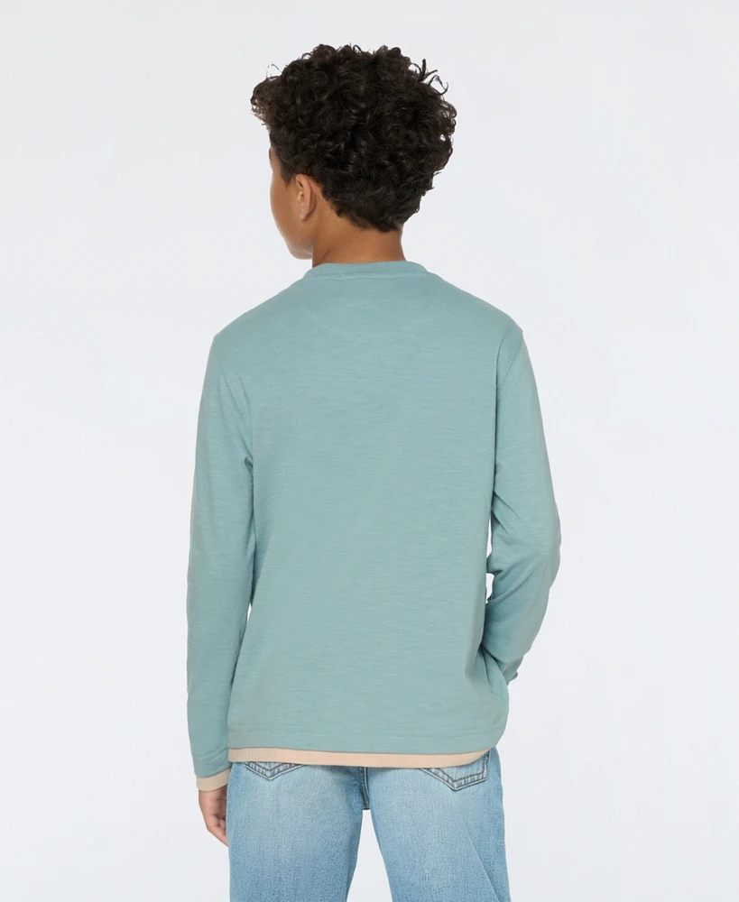 Scotch & Soda Big Boys Slub Jersey Henley T-Shirt