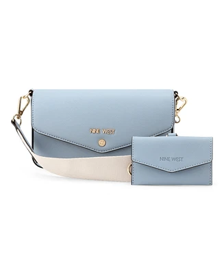 Nine West Peaches Flap Crossbody Bag with card case