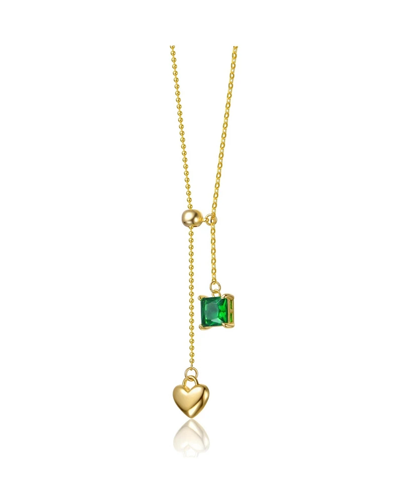 14K Gold Plated Golden Heart Y-Shape Elegance Necklace