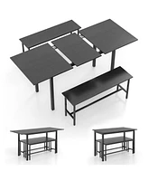 Gouun 3 Piece Dining Table Set for 4-6 with 2 Benches