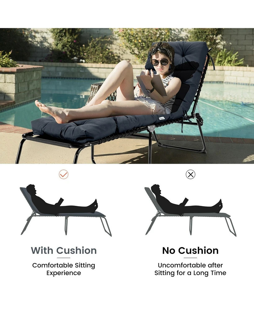 Gouun Outdoor Lounge Chaise Cushion with String Ties for Garden Poolside