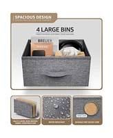 Sorbus 4 Drawers Chest Nightstand - Storage for Closet, Home, College Dorm Features Steel Frame, Wood Top, & Fabric Bins