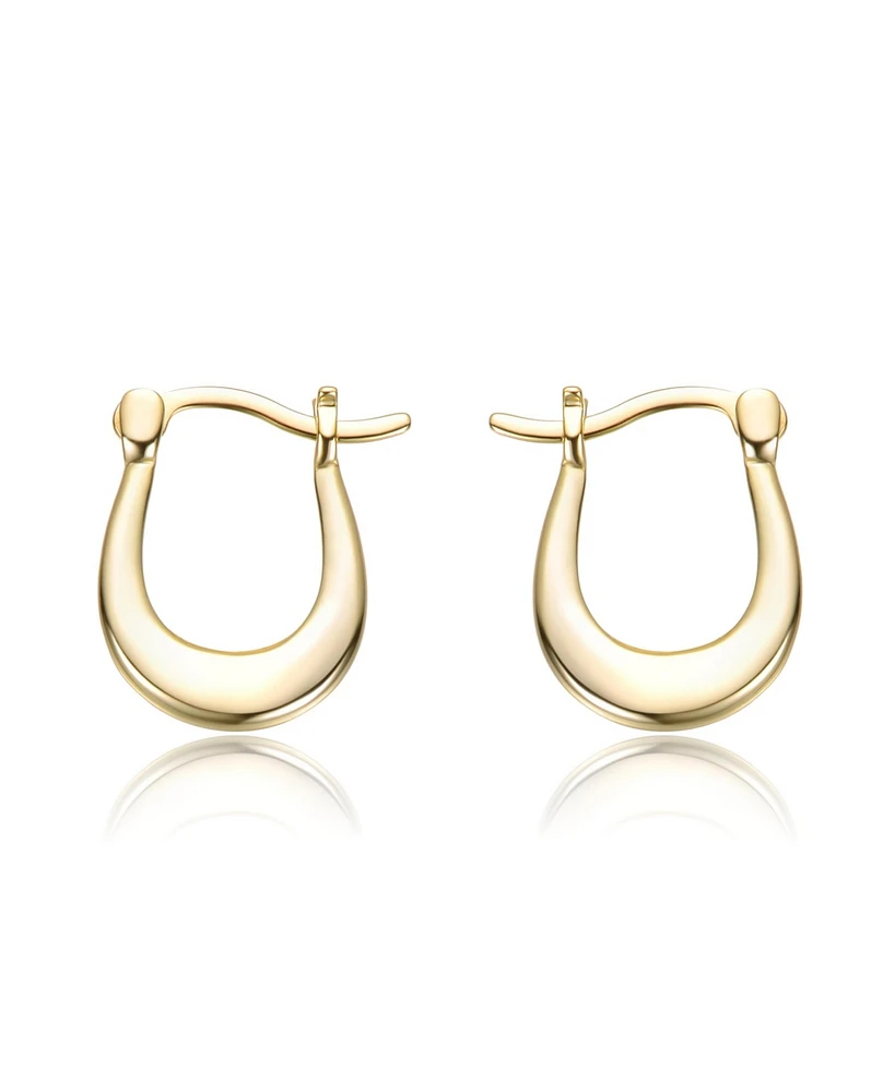 Sterling Silver 14K Gold Plated Saddleback Hoop Earrings