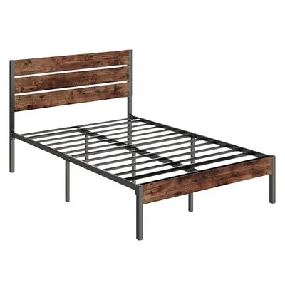 Slickblue Modern Farmhouse Platform Bed Frame - Rustic Style with Sleek, Minimalist Design