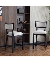 26.5" Counter Height Bar Stools Set of 2, Upholstered with Backrest and Rubber Wood Frame-The Pop Home