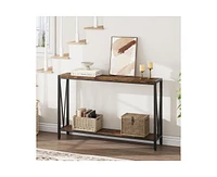 Console Table,2-Tier Entryway Table Featuring Ample Storage, Narrow Sofa Table with a V Design, Measuring 43" – Ideal for Your Entryway, L