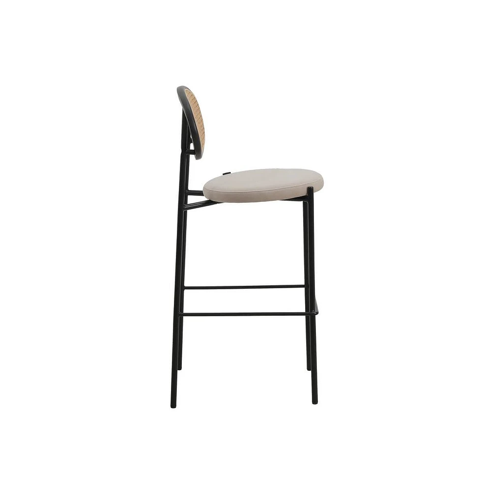 LeisureMod Euston Modern Wicker Bar Stool With Black Steel Frame