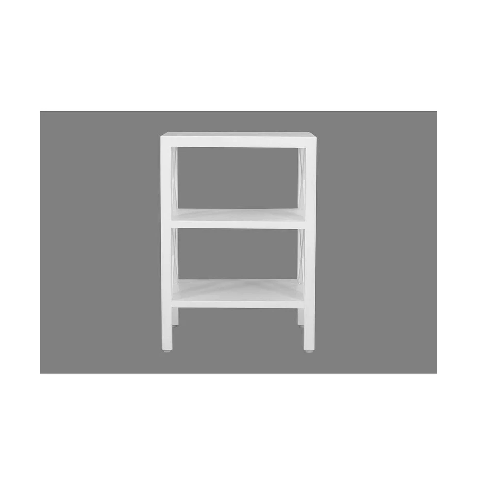Jofran Global Archive Solid Wood Rustic Modern X-Side Accent Bookcase with Two Shelves