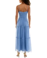 B Darlin Juniors' Sweetheart-Neck Glitter Tiered Dress