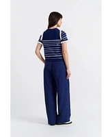 Chinti & Parker Women's Nautical Stripe Short Sleeve Merino Wool Top