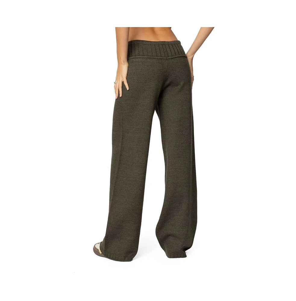 Edikted Womens Russell Straight Leg Knit Pants