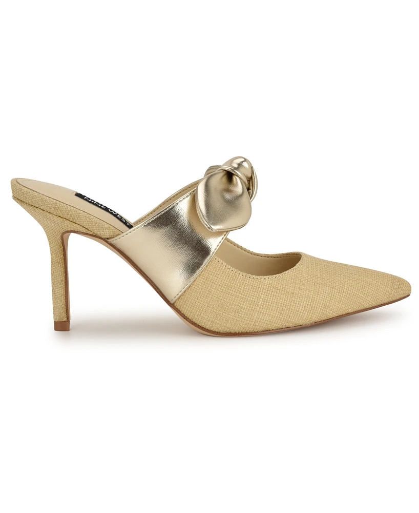 Nine West Women's Demmure Bow Strap Slip-On Stiletto Pumps