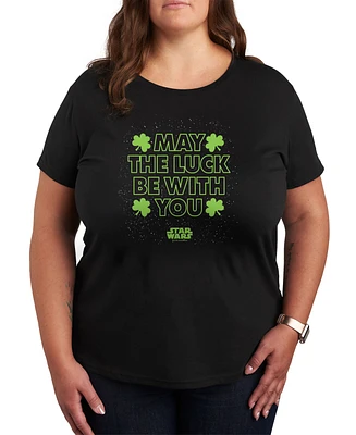 Hybrid Apparel Plus Star Wars St. Patrick's Day May The Luck Graphic Crewneck T-Shirt