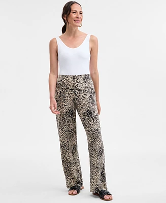 Jm Collection Women's Printed Wide-Leg Pull-On Pants