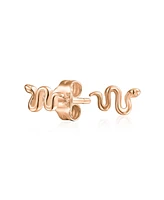 Bling Jewelry Garden Crawler Reptile Serpent Snake Stud Earrings Rose Gold Sterling Silver