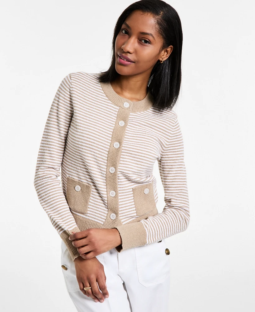 Nautica Jeans Women's Terry Striped Cardigan