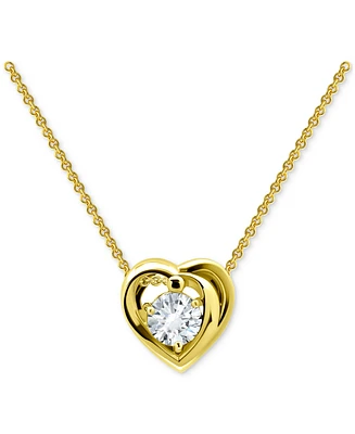 Giani Bernini Cubic Zirconia Heart Pendant Necklace 18k Gold Over Sterling Silver, 16" + 2" extender, Exclusively at Macy's