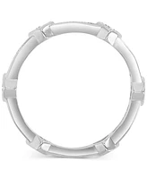 Cubic Zirconia Heart Bezel Stackable Band Sterling Silver
