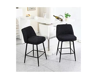 Set of 2 Counter Height Bar Stools, 360° Swivel Upholstered Barstools with Metal Legs-The Pop Home