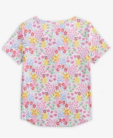 Big Girl Floral-Print Henley Top, Exclusively at Macy's