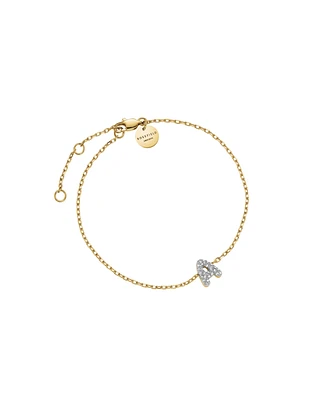 Rosefield Crystal Letter Bracelet 14K Yellow Gold Plated Stainless Steel