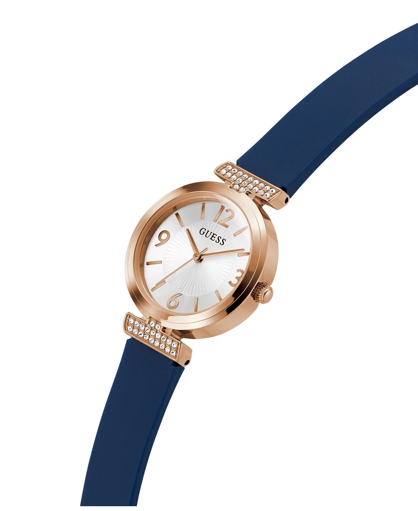 Guess Women's Analog Blue Silicone Watch, 28mm