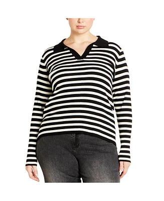 City Chic Plus Size Zola Stripe Sweater