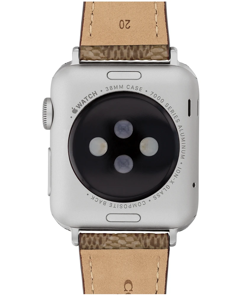 Coach Women's Tan Coach Signature Canvas Leather Strap Band for Apple Watch 38mm, 40mm, 41mm