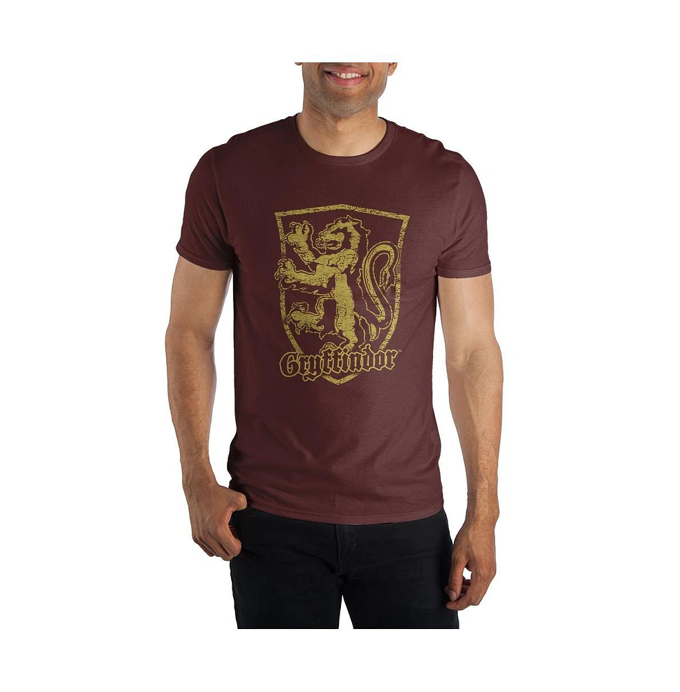 Harry Potter Men's Gryffindor Logo Burgundy Tee T-Shirt Shirt-Large