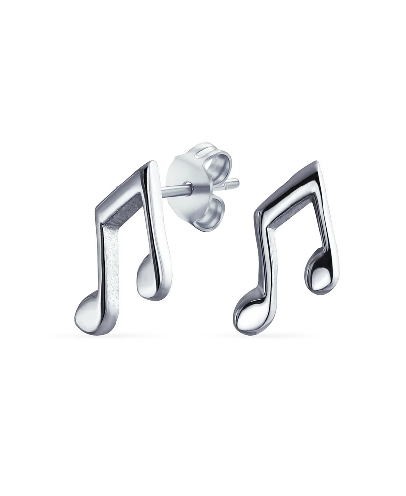 Bling Jewelry Tiny Dainty Eighth Music Notes Threader Stud Earrings for Musicians Silver