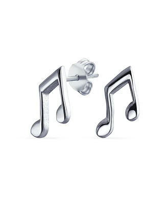 Bling Jewelry Tiny Dainty Eighth Music Notes Threader Stud Earrings for Musicians Silver