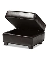 Baxton Studio Agustus Brown Leather Storage Ottoman