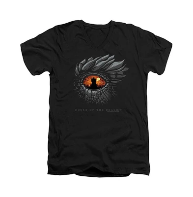 House Of The Dragon Men's Eye Short Sleeve Adult V Neck Premium Cotton Tee / T-Shirt