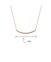 Bling Jewelry Minimalist Delicate Thin Sideways Horizontal Round Tube Curved Bar Slide Pendant Necklace Sterling Silver