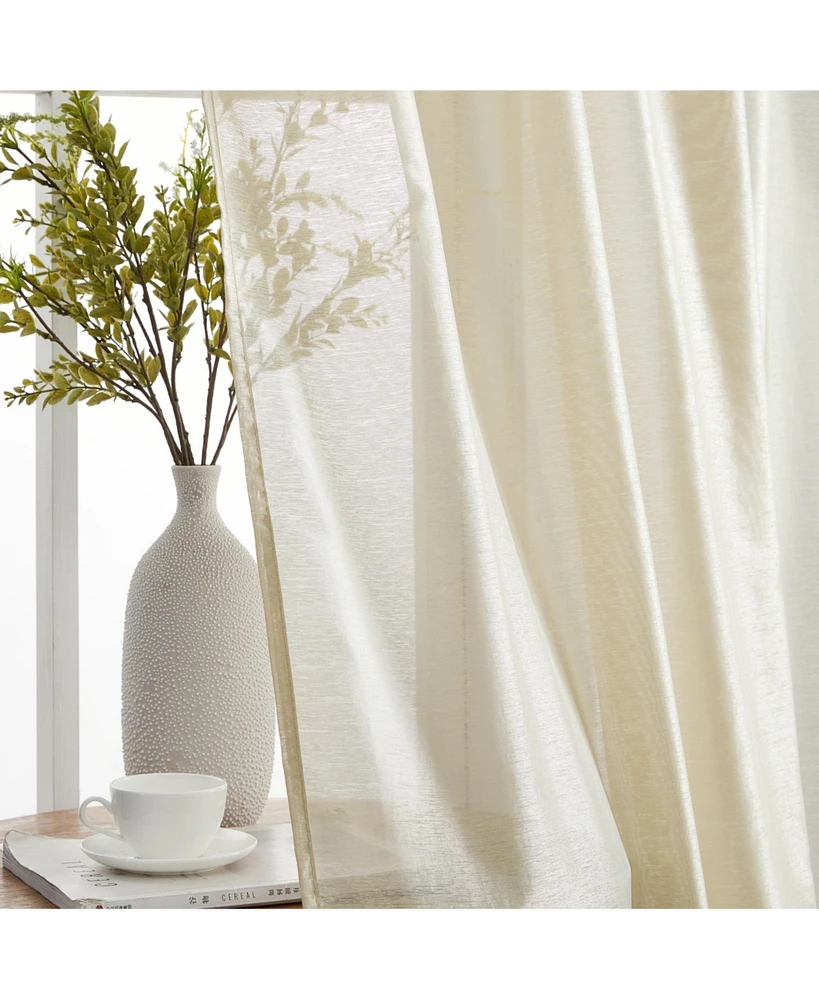 Hlc.me Lauren Semi Sheer Light Filtering Transparent Pocket Top & Back Tab Lightweight Window Curtains Drapery Panels Bedroom & Living Room