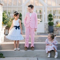 Hope & Henry Toddler Girls Heirloom Sleeveless Special Occasion Seersucker Party Dress with Cross Back