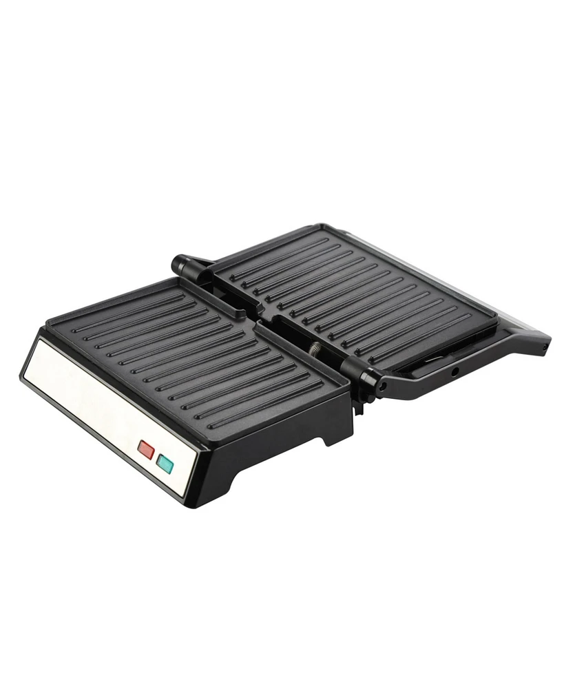 MegaChef Electric Dual Plate Non-Stick Panini Grill Press with Drip Tray