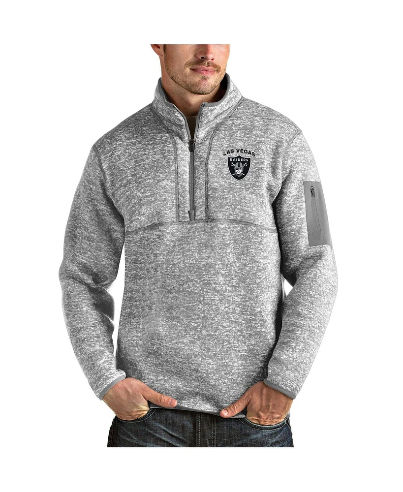 Antigua Men's Heather Las Vegas Raiders Fortune Quarter-Zip Pullover Jacket