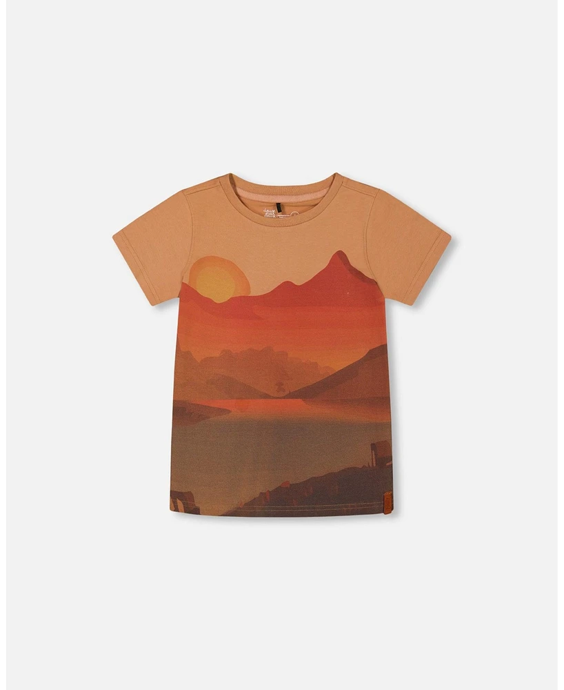 Deux par Deux Toddler Boys Printed Organic Cotton Tee Orange Sunset - Toddler|Child