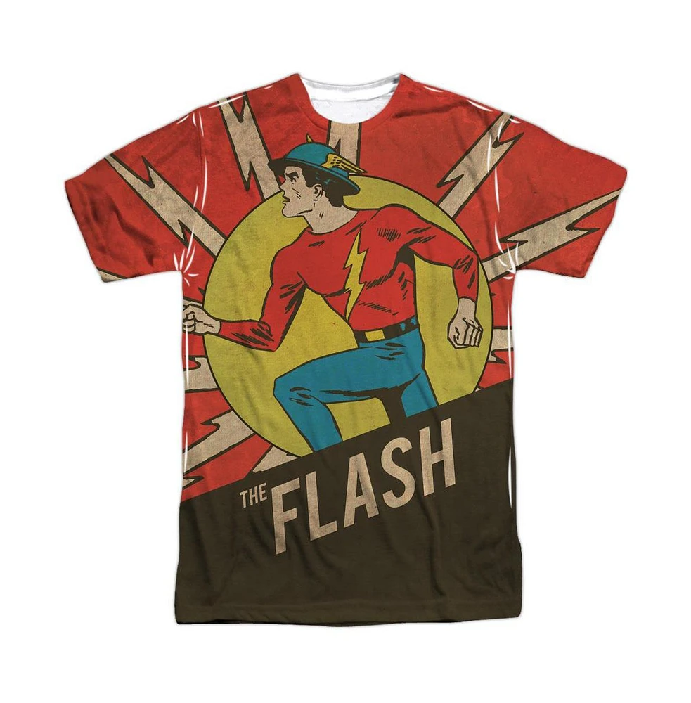 Dc Flash Mens Comics Vintage Comic Short Sleeve Adult Poly Crew Tee / T-Shirt