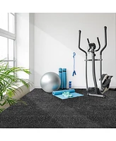 Sorbus 18 Interlocking Gym Floor Mat - 1/2" Thick Rubber Top High-Density Eva Foam (72 Sq Ft) for Yoga, Heavy Exercise Equipment (Blue Speckled)