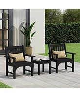 WestinTrends Outdoor Patio 3-Piece Hdpe Adirondack Garden Chairs with Square Adirondack Side Table Set