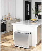 15 Gallon Triple Compartment Stainless Steel Kitchen Trash Can for Recycling