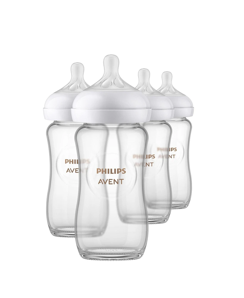Philips Avent Glass Natural Baby Bottle With Natural Response Nipple, 8oz, 4pk