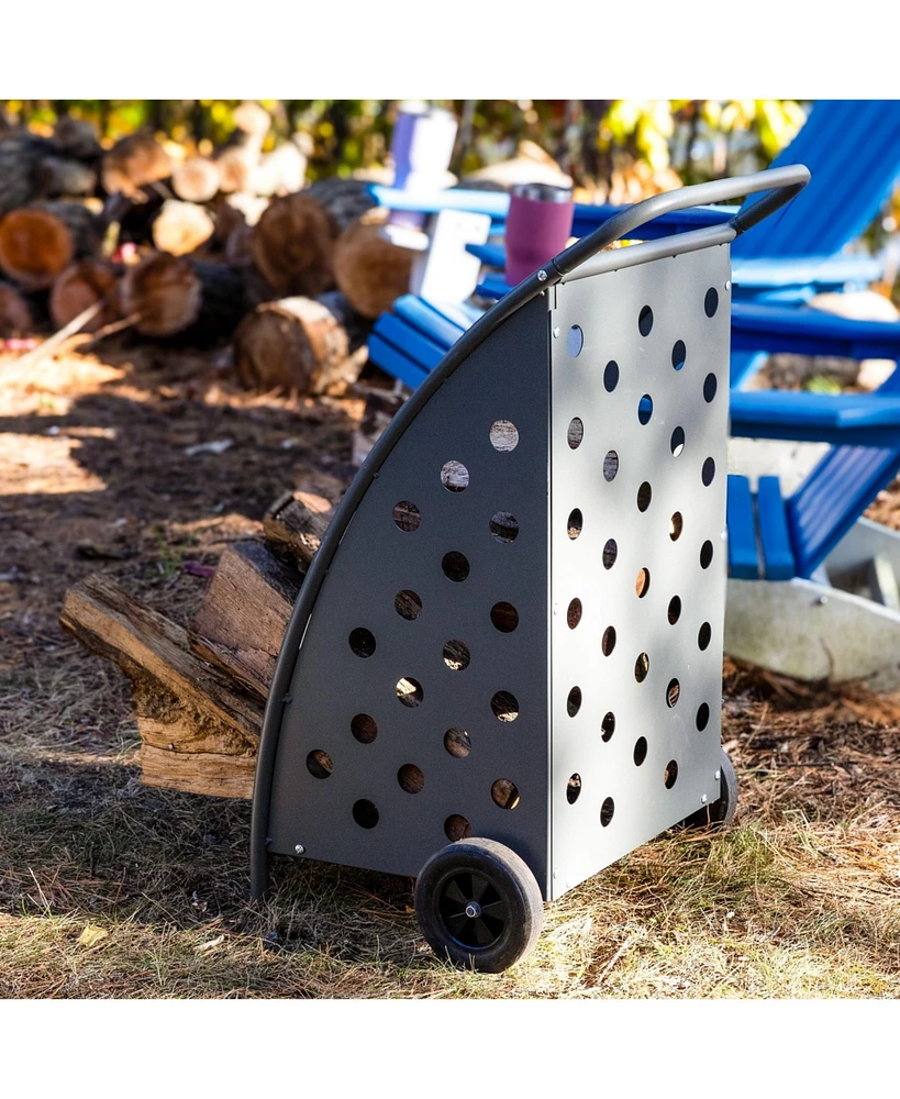Powder-Coated Steel Log Cart - 34" H - Gray