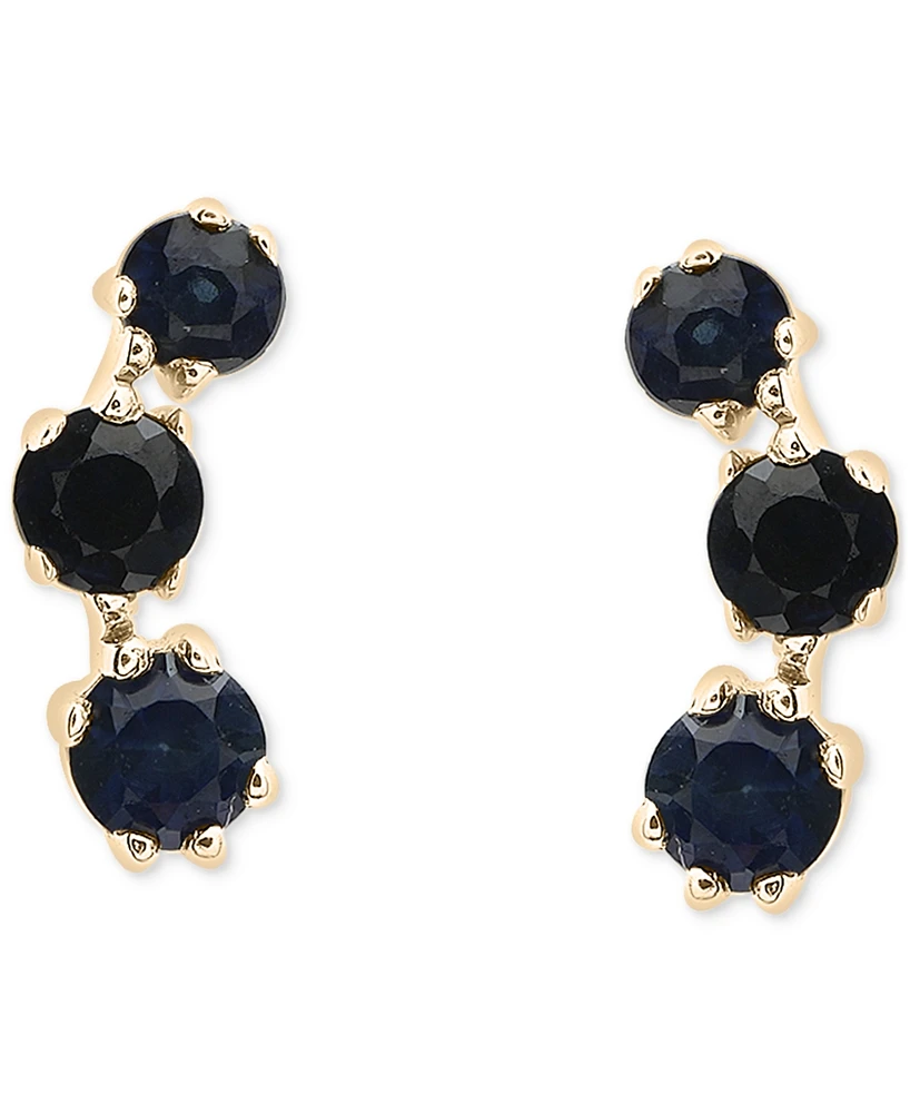 2-Pc. Blue Sapphire (3/8 ct. t.w.) Three-Stone Earrings & Necklace Set in 14k Gold-Plated Sterling Silver