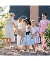 Hope & Henry Big Girls Heirloom Sleeveless Special Occasion Seersucker Party Dress with Cross Back