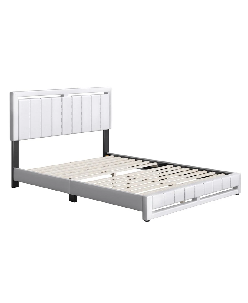Boyd Sleep Belle Upholstered Platform Bed with Headboard, Mattress Foundation with Strong 14 Wood Slat Supports