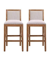 30.5-Inch Upholstered Bar Stools Set of 2, Retro Chairs for Kitchen Island or Dining Room-The Pop Home