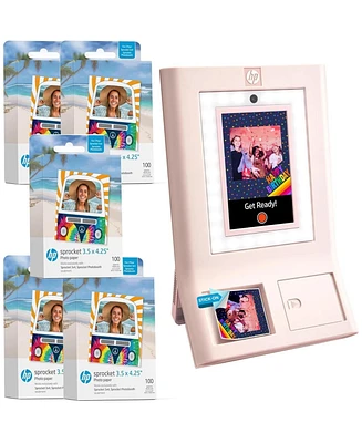 Hp Sprocket Photobooth 3x4" Photo Printer, Bundle w/3.5 x 4.25” Zink Photo Paper (500 Sheets)